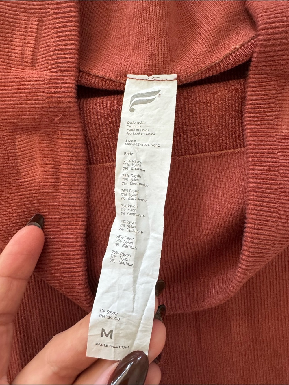 Fabletics Rust-Brown High Waist Ribbed Seamless Pencil Skirt with Side Slit - Picture 5 of 5